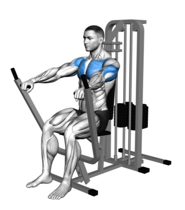 BASEGYM24のシーテッドチェストプレスは直線的な軌道に